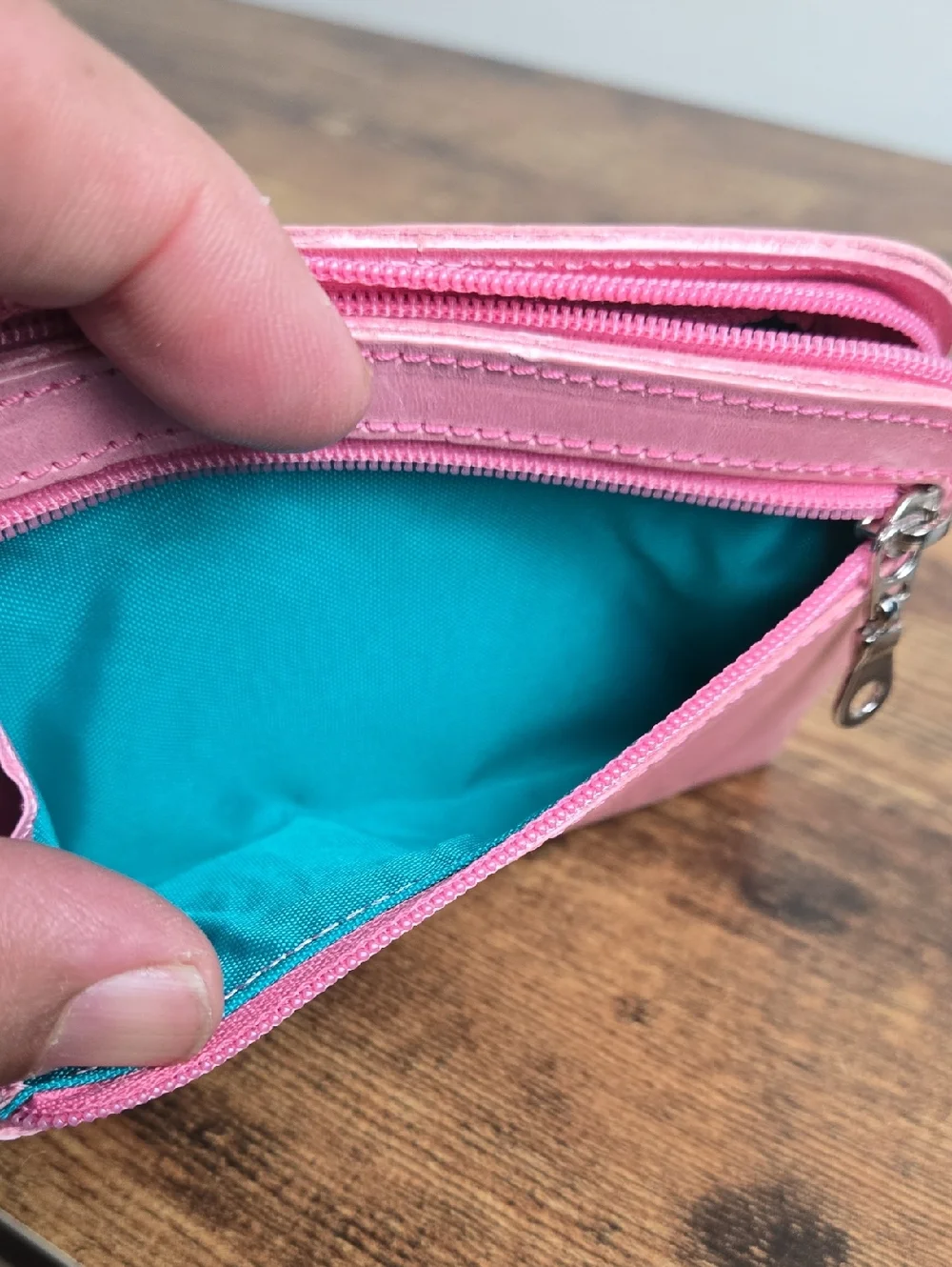 Abas Pink Leather Cosmetic Pouch Stylish Small Travel Makeup/Pouch Bag Euro Boho